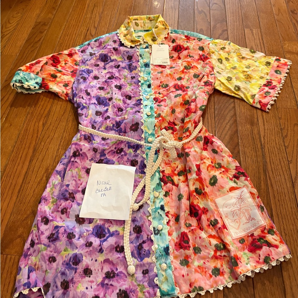 Zimmermann Multicolor Floral Button-Front Dress - Purple, Pink, Yellow